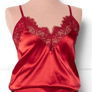 Mentionables Satin & Eyelash Lace Cami-Red